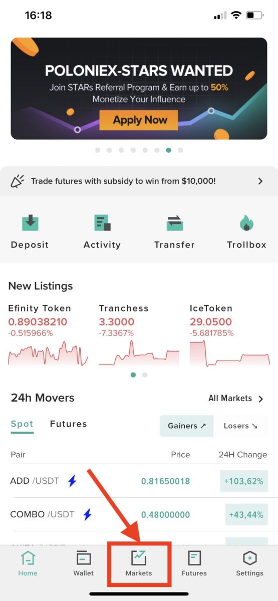 Sådan logger du på og begynder at handle i Poloniex